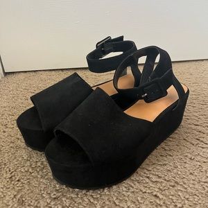 Black suede platform sandal